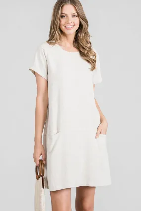 Allie Rose Linen Shift Dress with Pockets in Natural