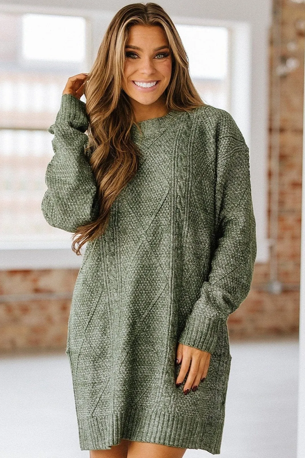 Ashley Cable Knit Sweater Dress