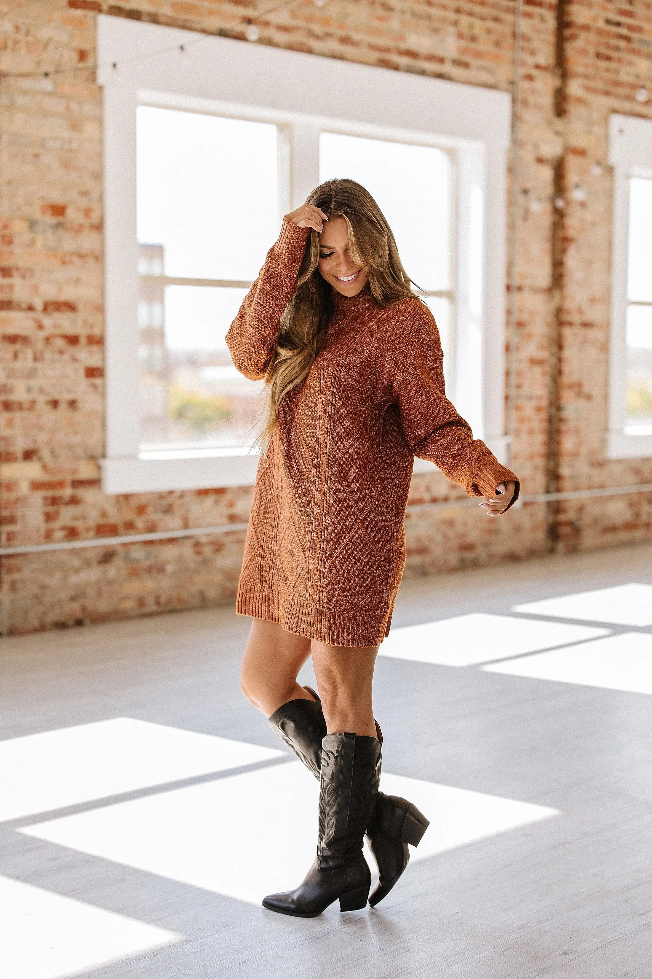 Ashley Cable Knit Sweater Dress