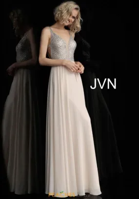 Beaded Bodice Gown - Nude