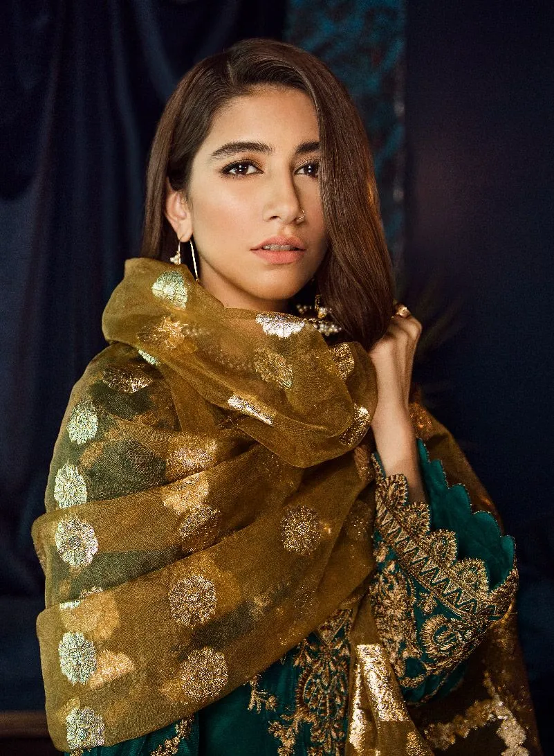 Beautiful Asian embroidered velvet dress in sea green color # P2460