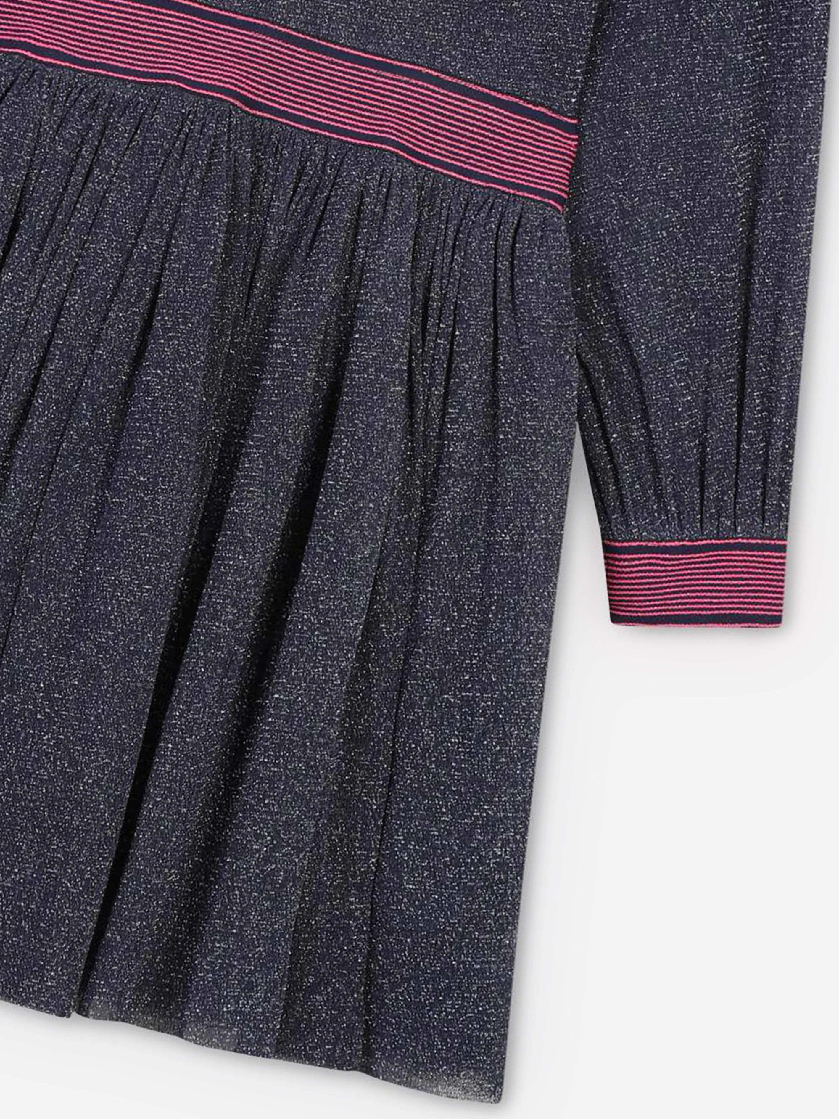 Billieblush Girls Glitter Mesh Dress in Navy