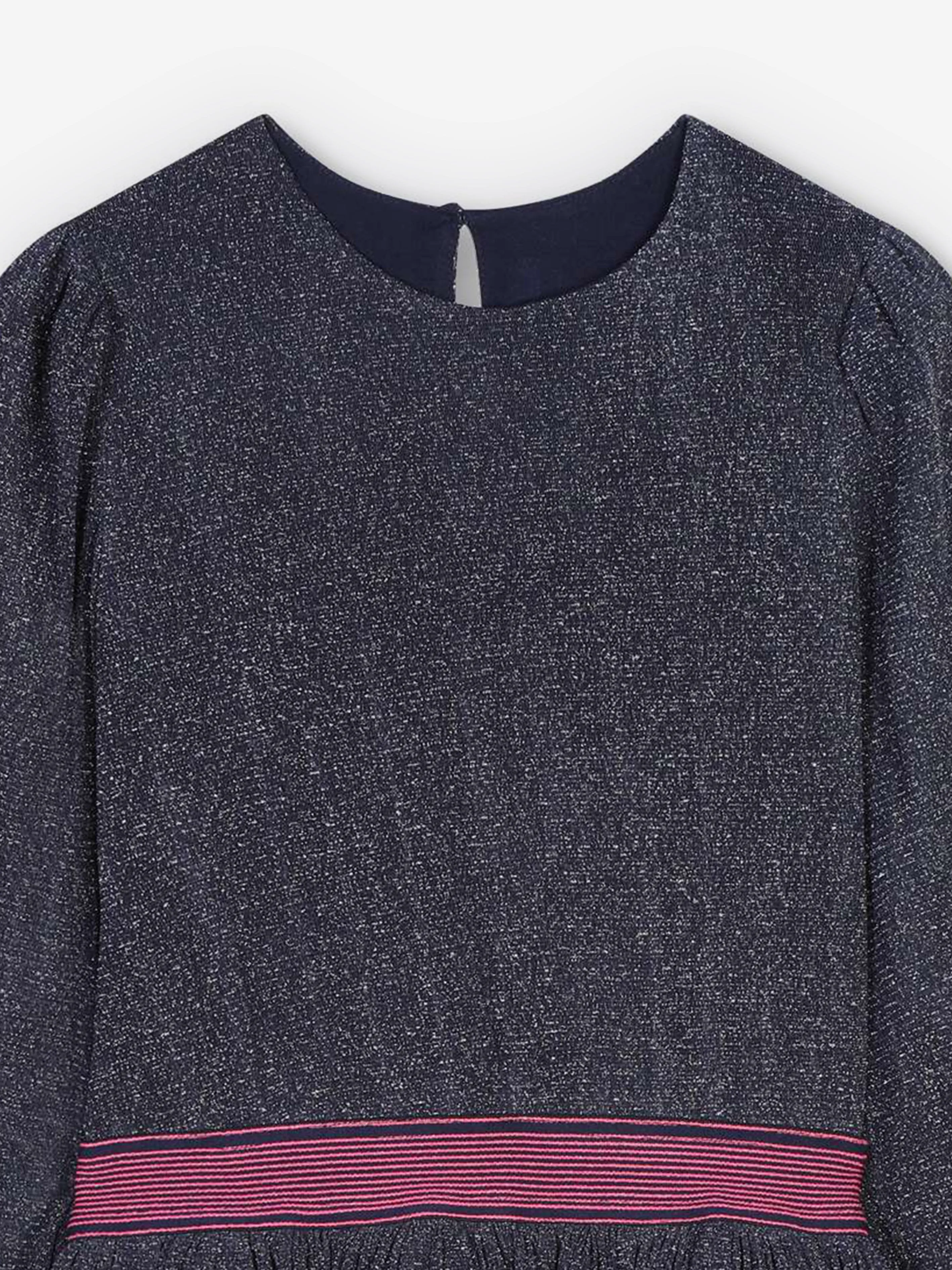 Billieblush Girls Glitter Mesh Dress in Navy