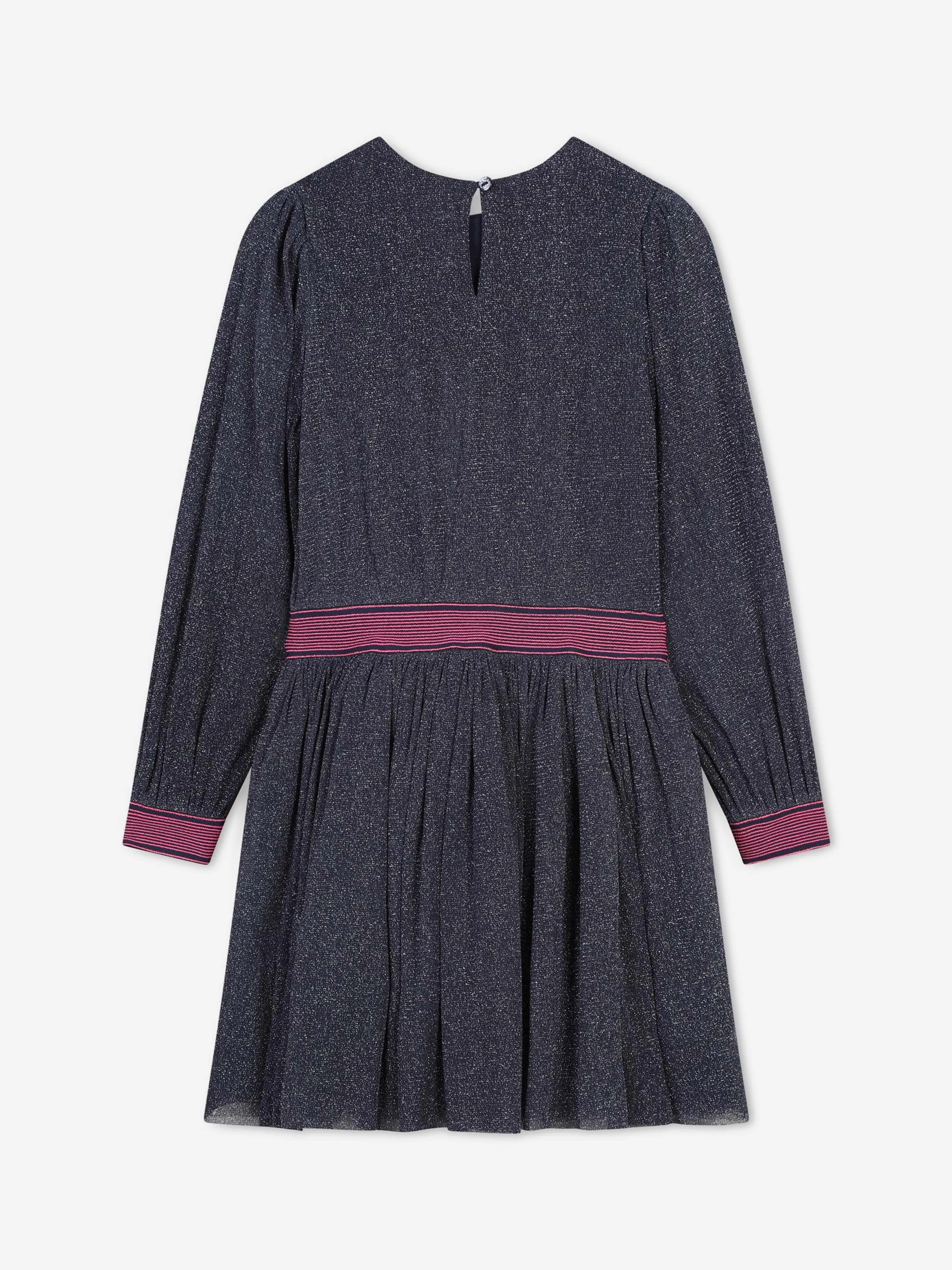 Billieblush Girls Glitter Mesh Dress in Navy