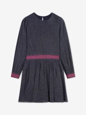 Billieblush Girls Glitter Mesh Dress in Navy