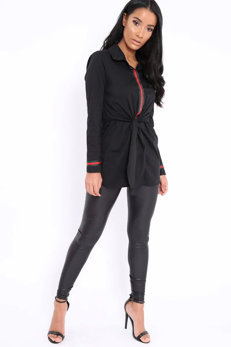 Black Stripe Shirt Dress - Idella
