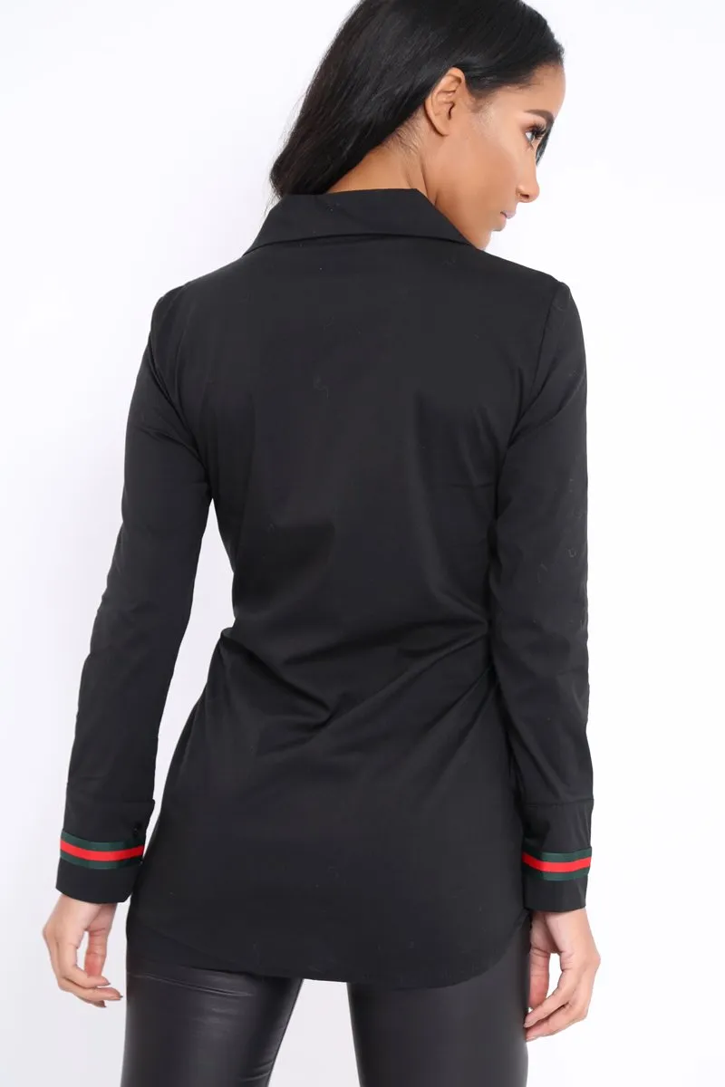 Black Stripe Shirt Dress - Idella