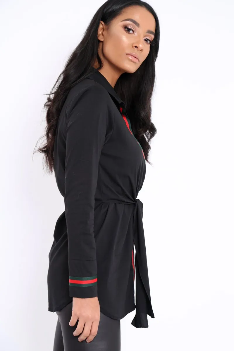 Black Stripe Shirt Dress - Idella