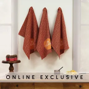 Blessing Life Brown Cotton Kitchen Towel Set of 3