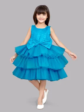 Blue Sequins and Layers Party Dress