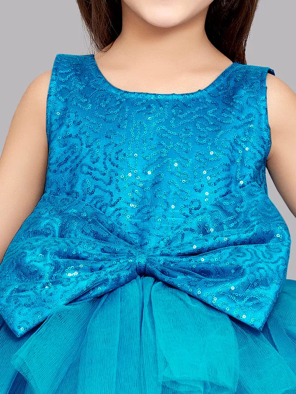 Blue Sequins and Layers Party Dress