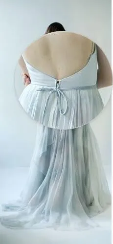 Boho Dusty Blue Wedding Dress Flowy Dusty Blue Prom Dress