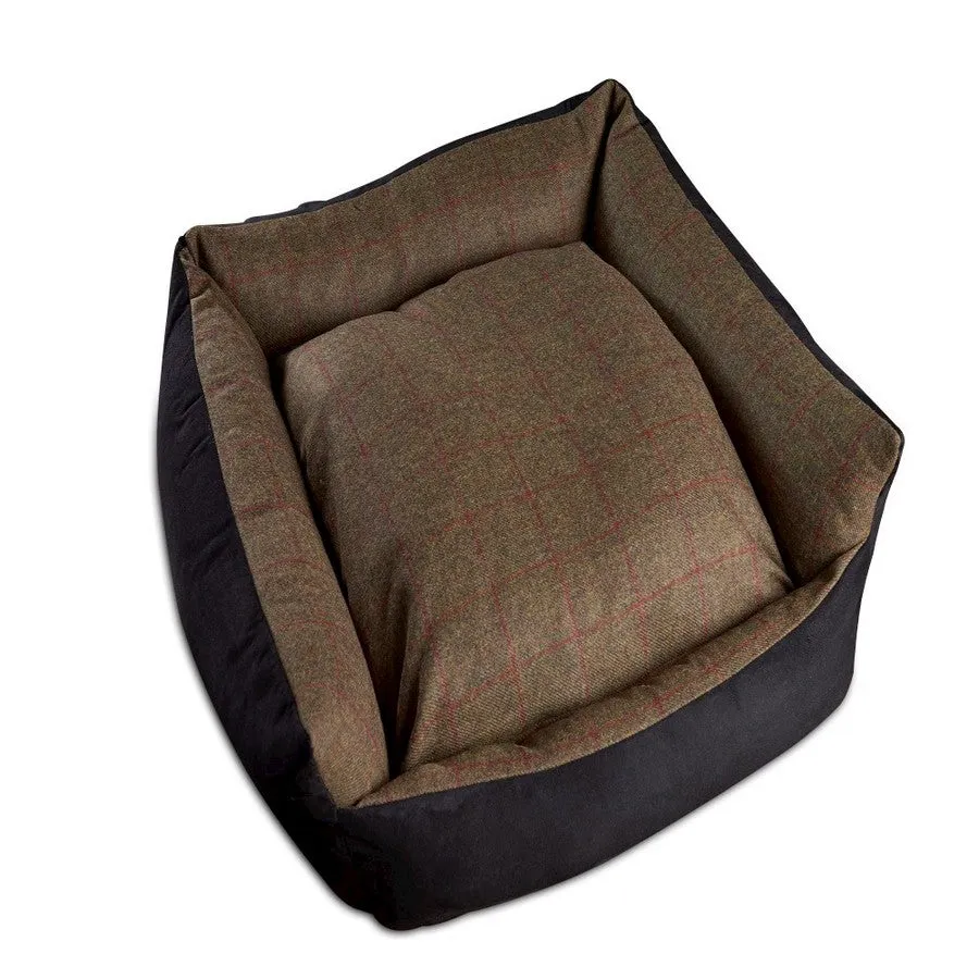 Bronte Glen Tweed Wool Dog Bed - Olive