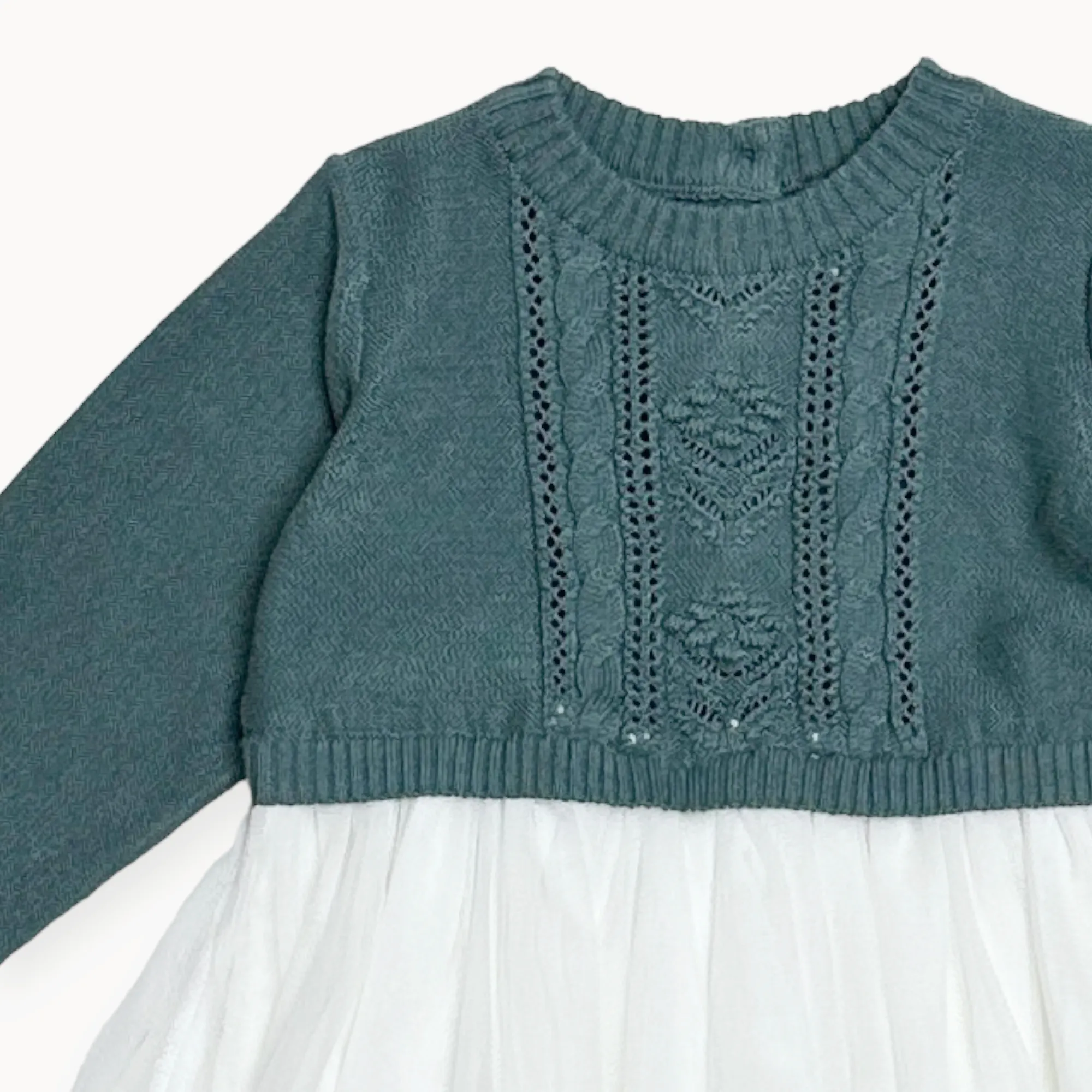 Cable FloralSweater Knit Top & Tutu Baby Dress (Organic): Vintage Rose