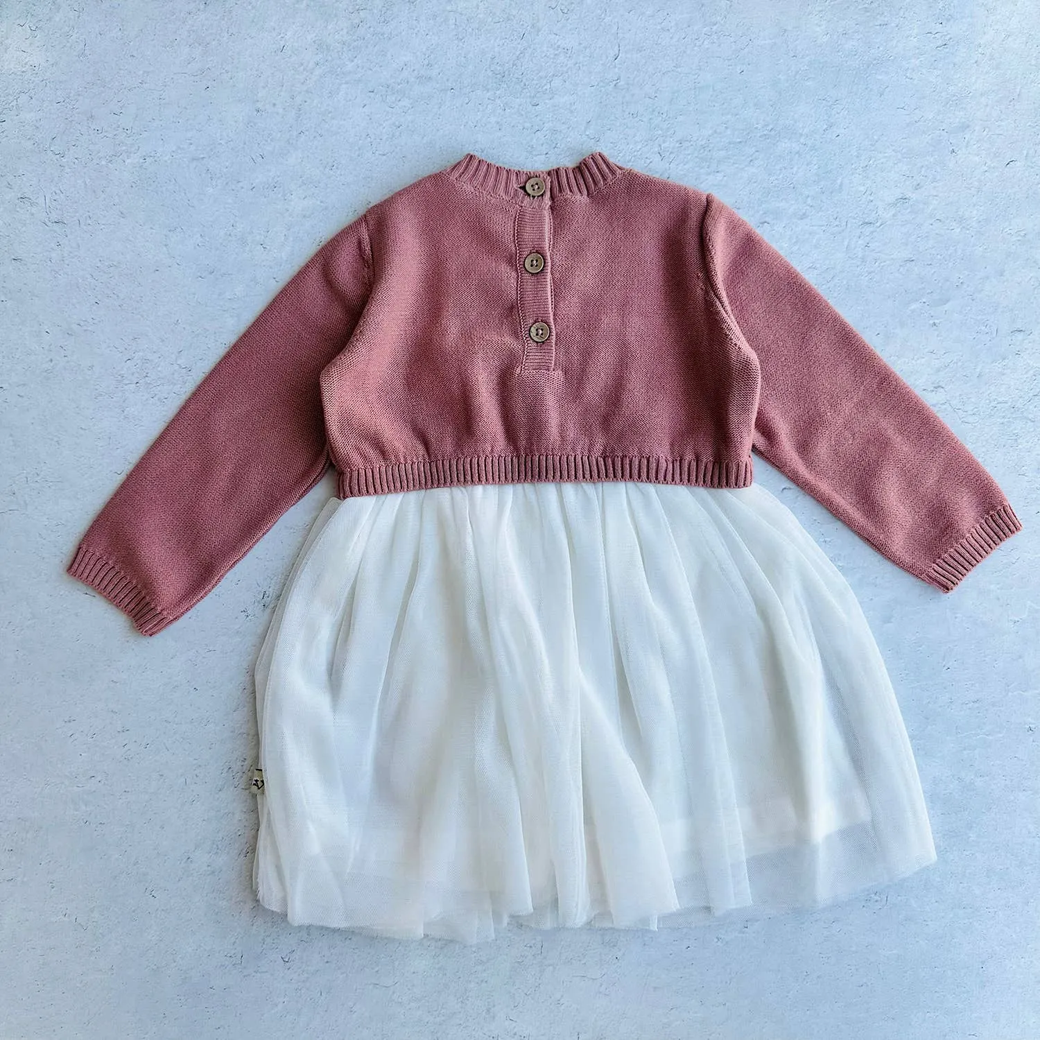 Cable FloralSweater Knit Top & Tutu Baby Dress (Organic): Vintage Rose