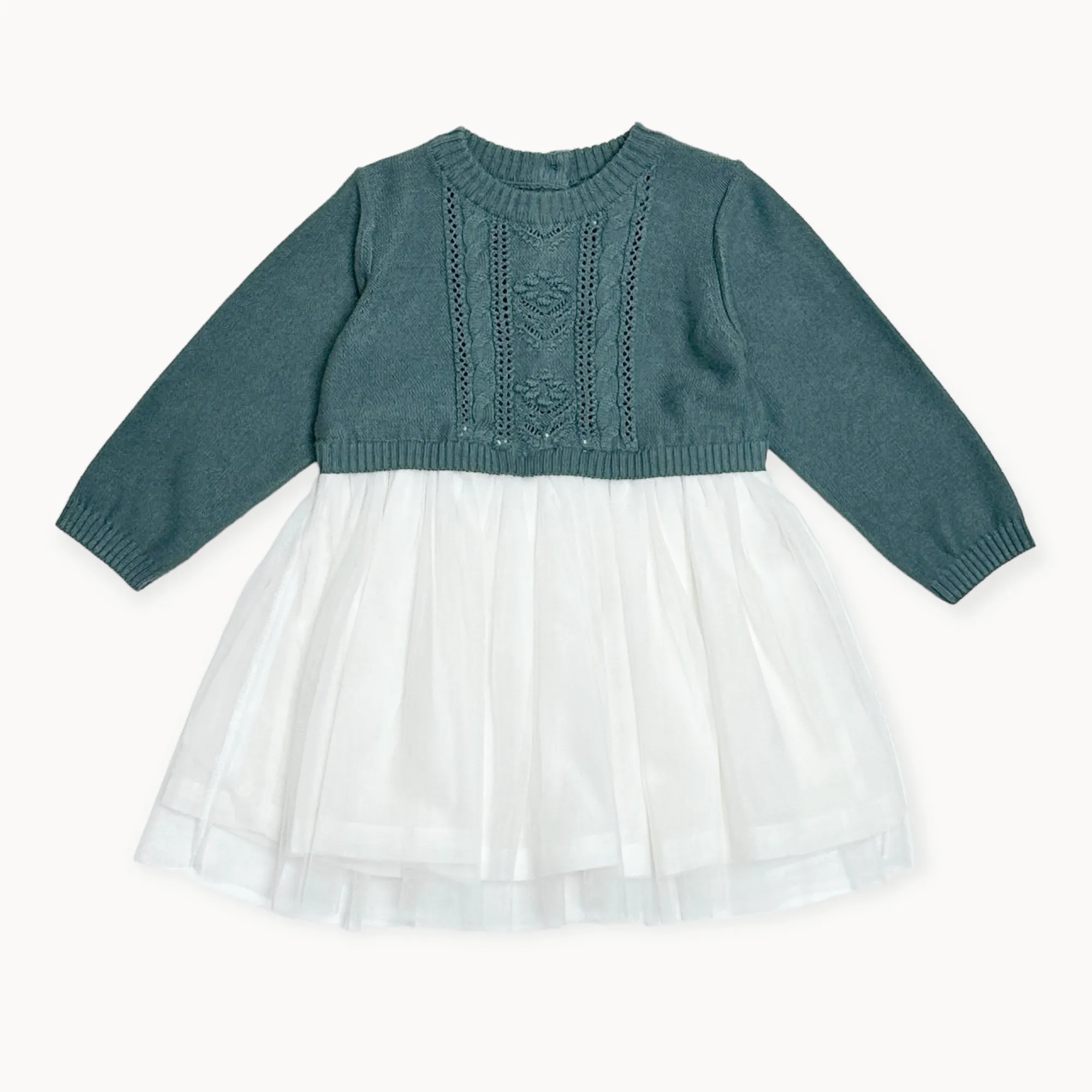 Cable FloralSweater Knit Top & Tutu Baby Dress (Organic): Vintage Rose