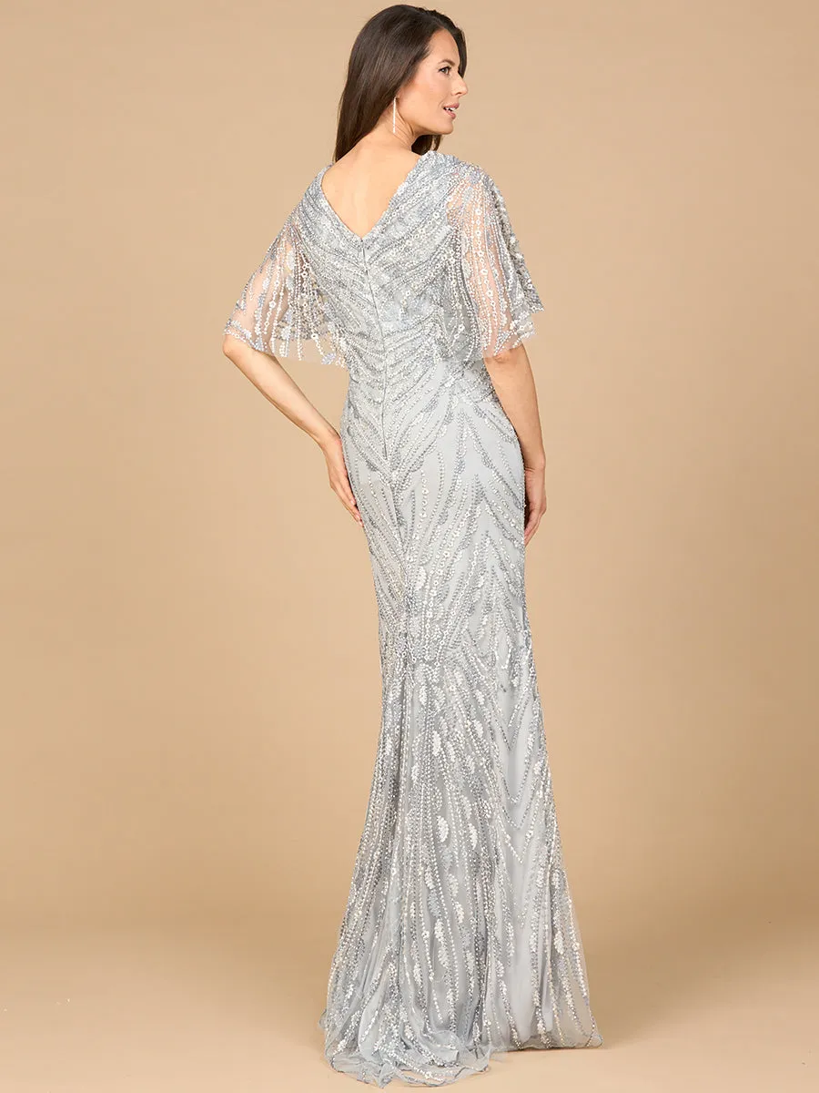 Cape Sleeve Mermaid Gown