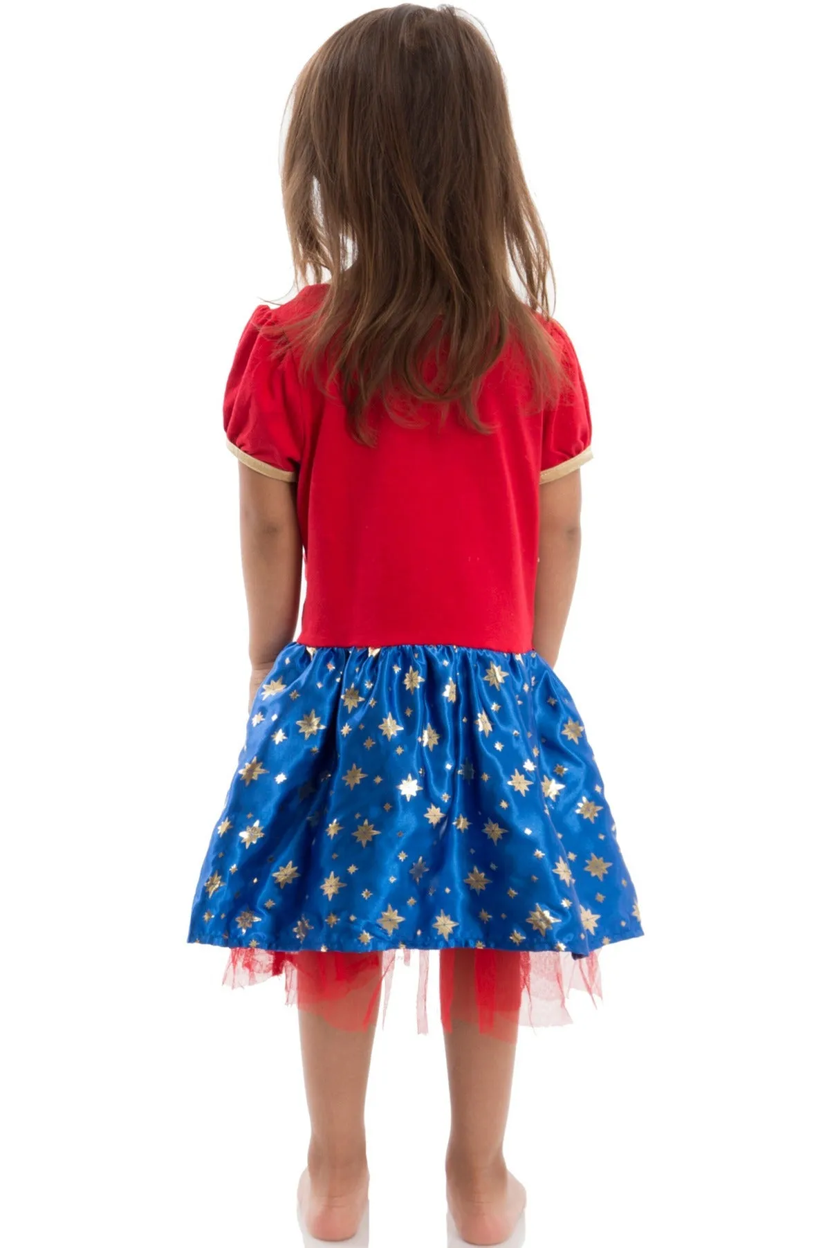 Captain Marvel Tulle Short Sleeve Dress and Headband