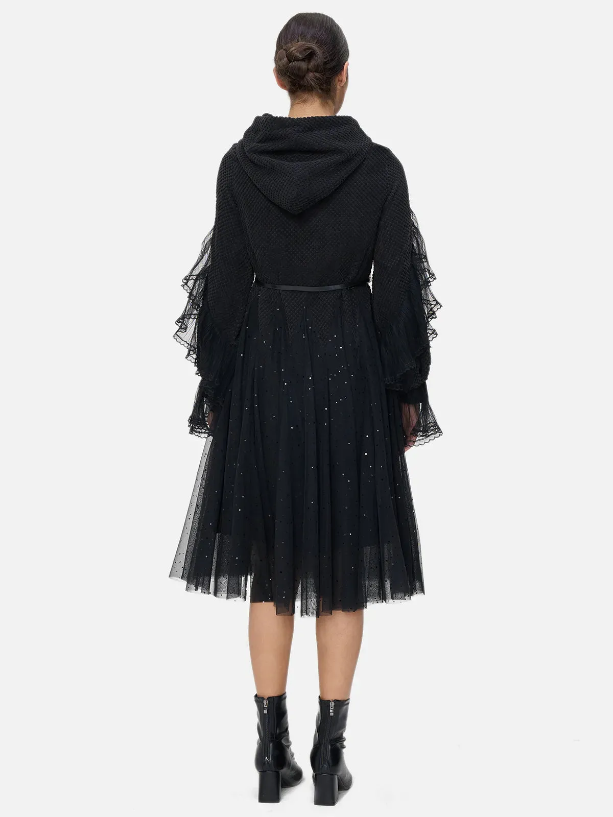 Casual Cinched Waist Hoodie Dress