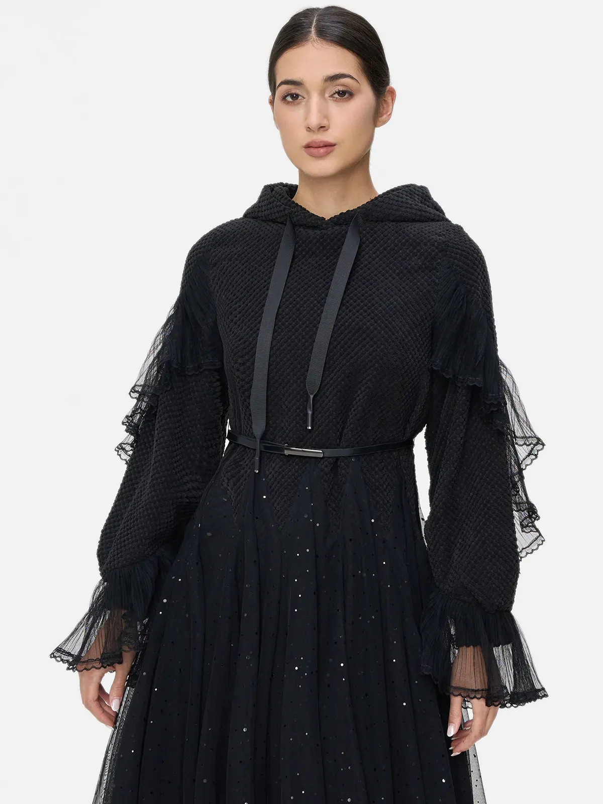 Casual Cinched Waist Hoodie Dress