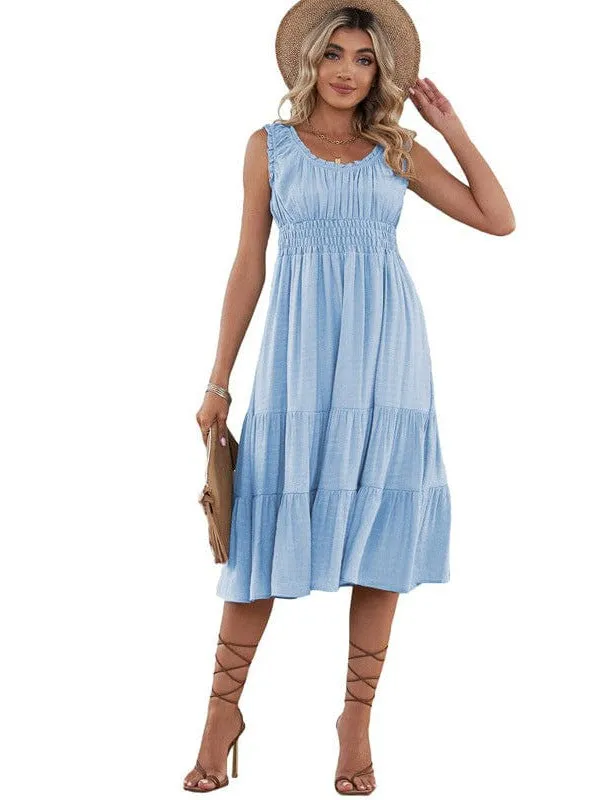 Casual Crew Neck Sleeveless Dress