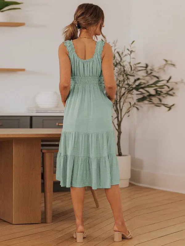Casual Crew Neck Sleeveless Dress