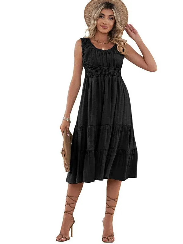 Casual Crew Neck Sleeveless Dress