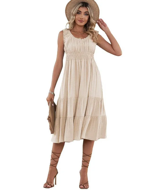 Casual Crew Neck Sleeveless Dress