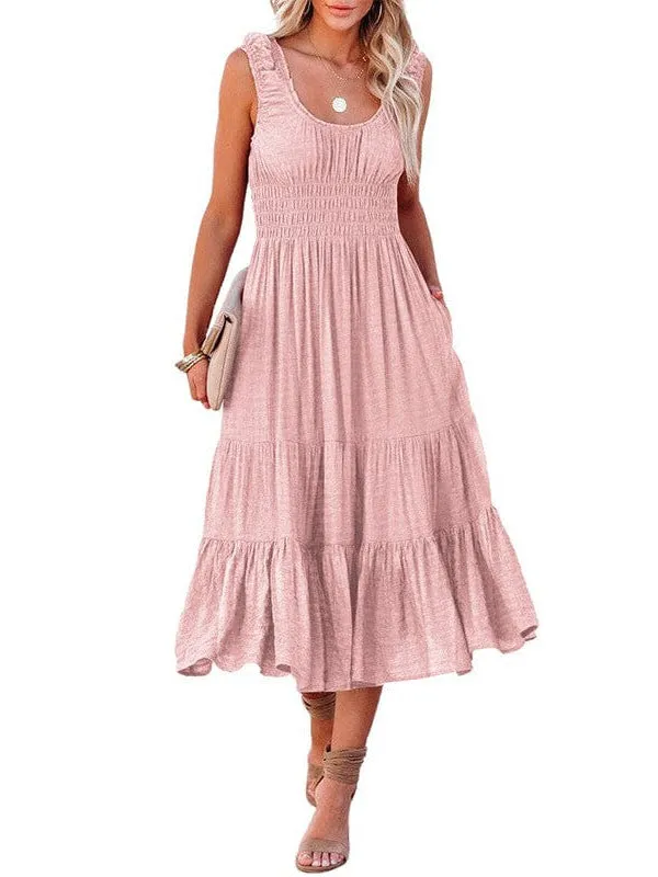 Casual Crew Neck Sleeveless Dress