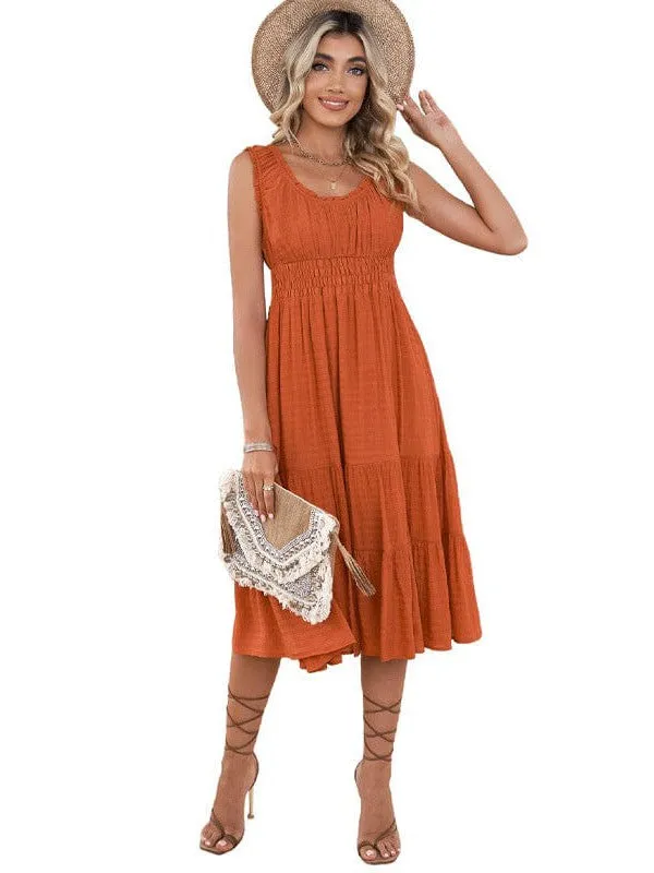 Casual Crew Neck Sleeveless Dress