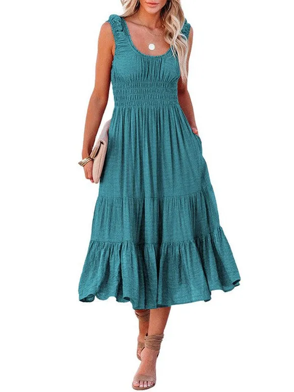 Casual Crew Neck Sleeveless Dress