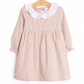 Classic Caroline Dress, Tan Gingham