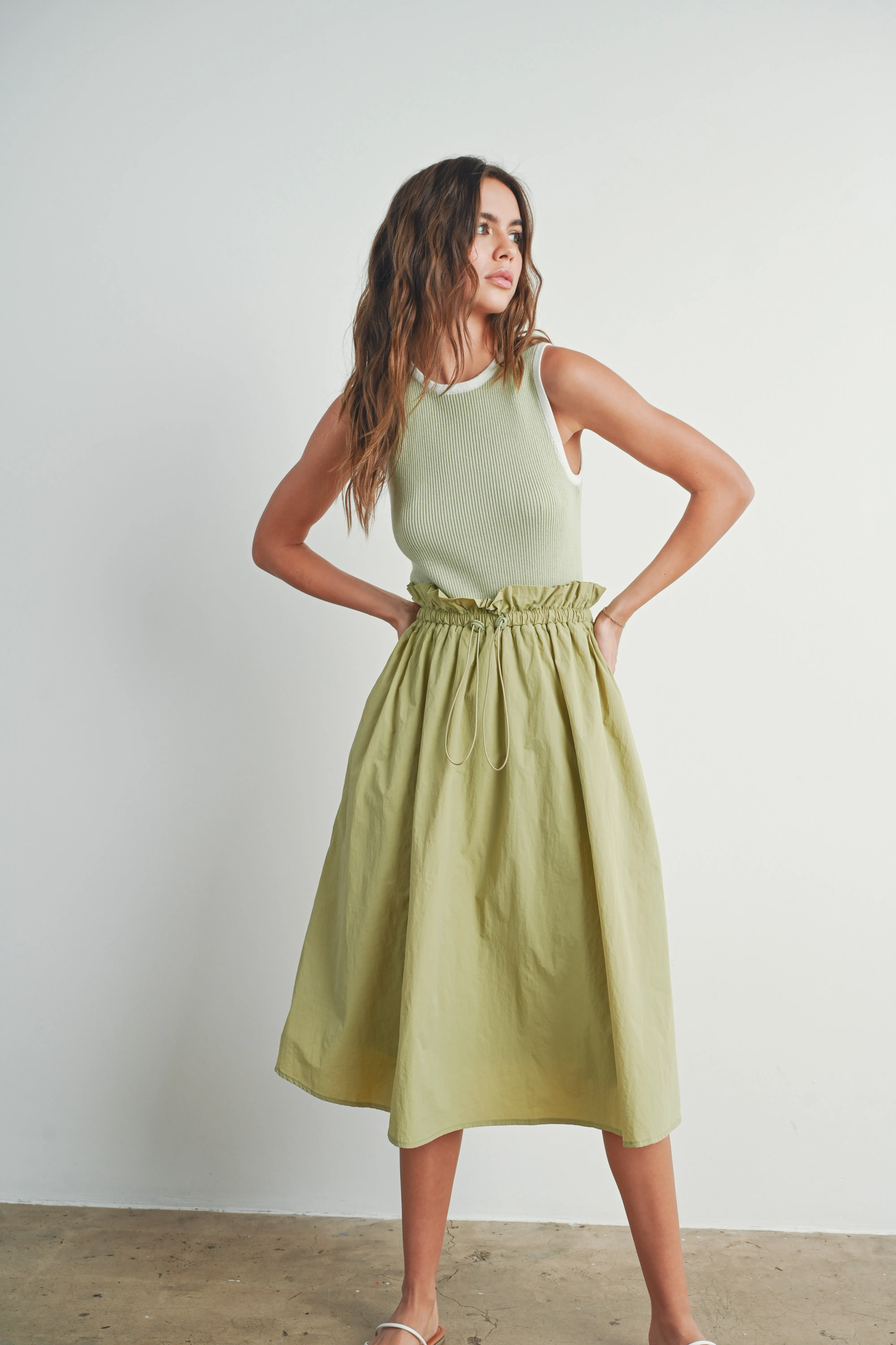 Contrast Tank Twofer Dress