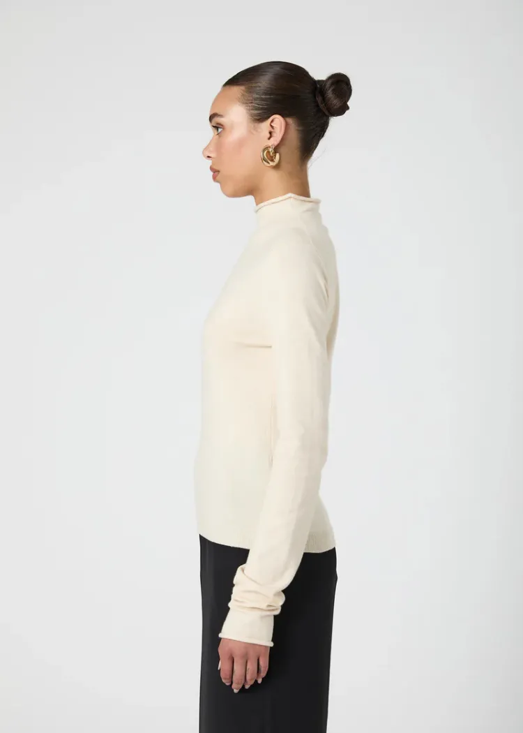 Cosysoft Fitted High Neck Sweater- Oatmeal