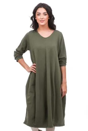 Cotton Bubble Dress, Olive