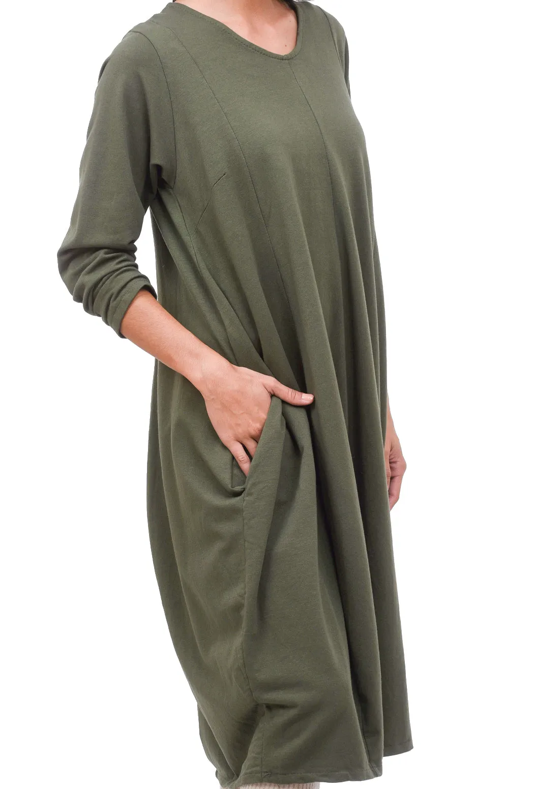 Cotton Bubble Dress, Olive