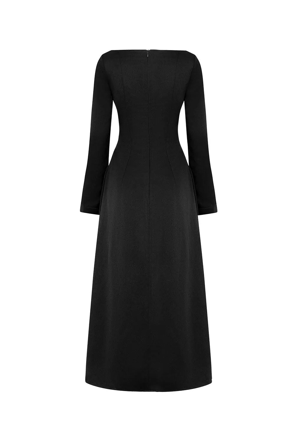 Crimson A-line Heart Neck Velvet Midi Dress