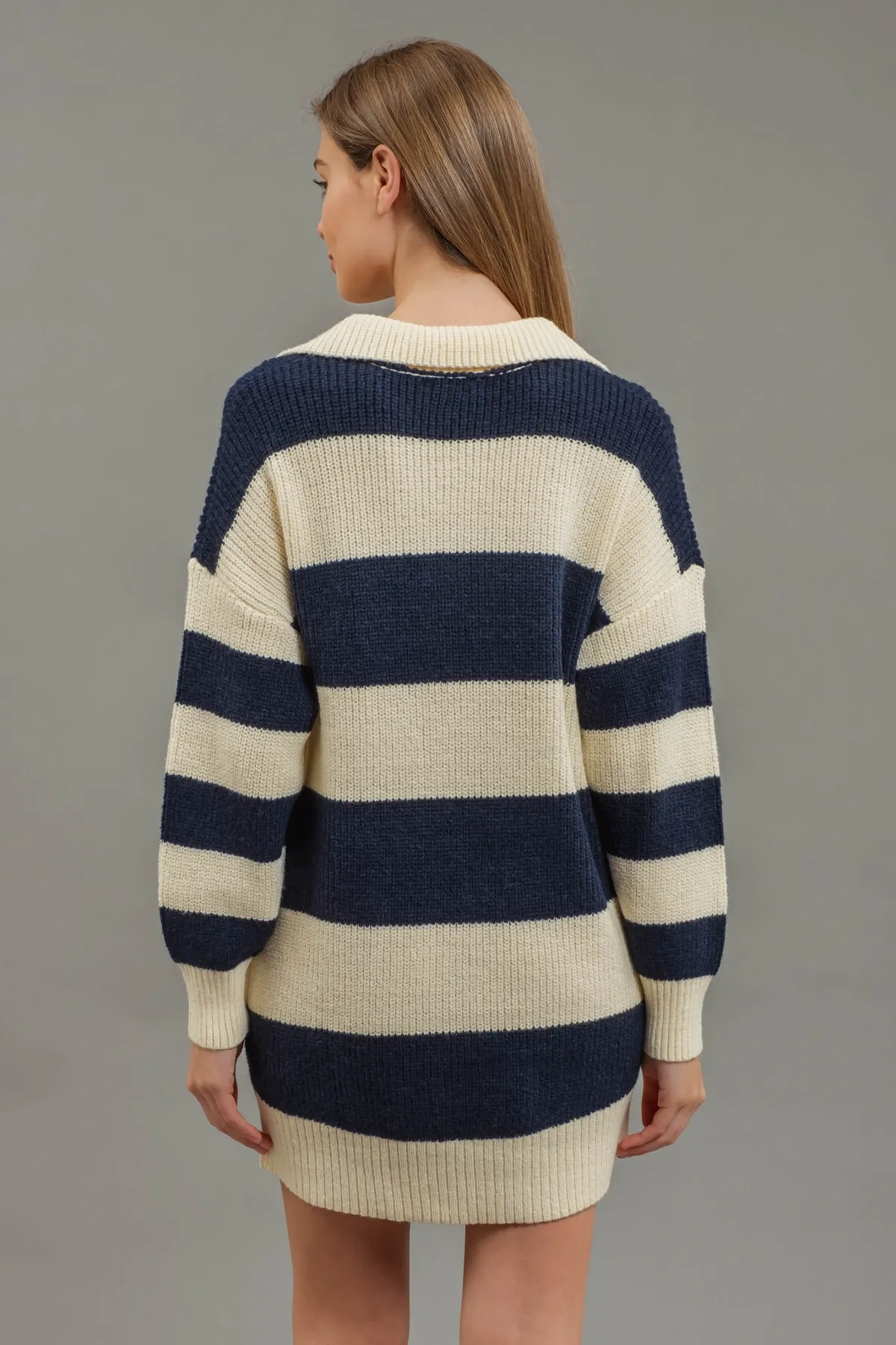 Crisp Collar Striped Mini Dress