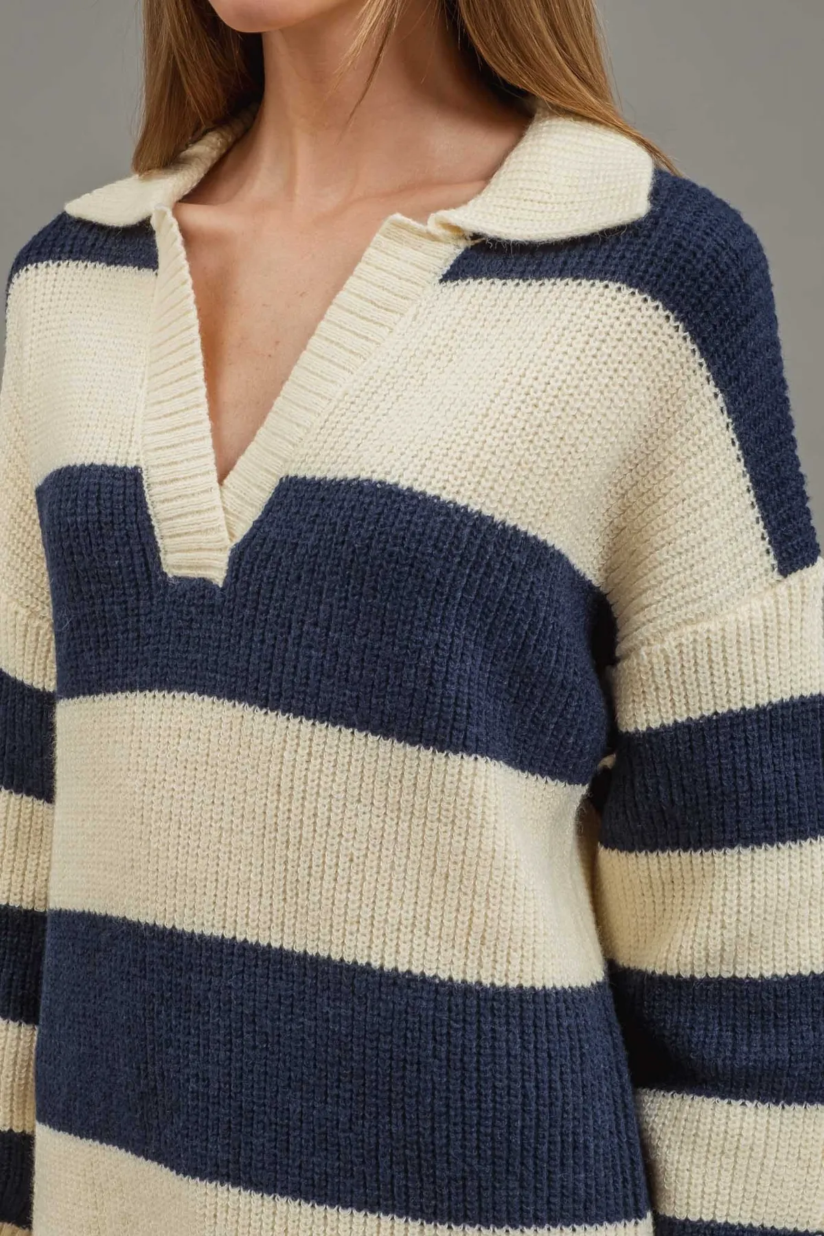 Crisp Collar Striped Mini Dress