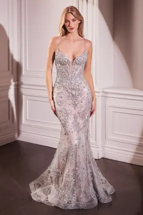 DAŠA Embellished Crystal Lace Pearl Feature Mermaid Formal Dress