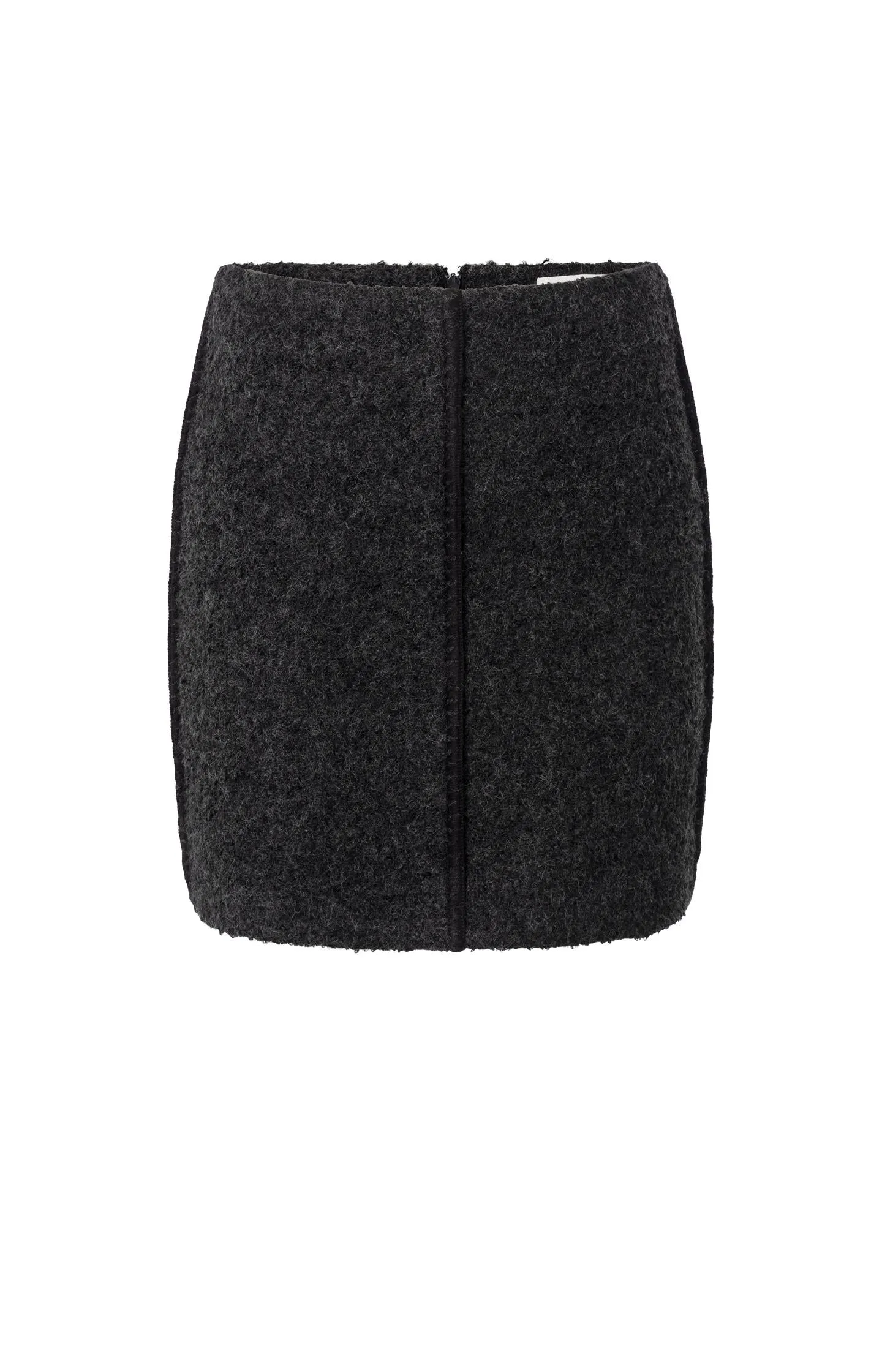 Dark mini skirt in wool mix with seam detail