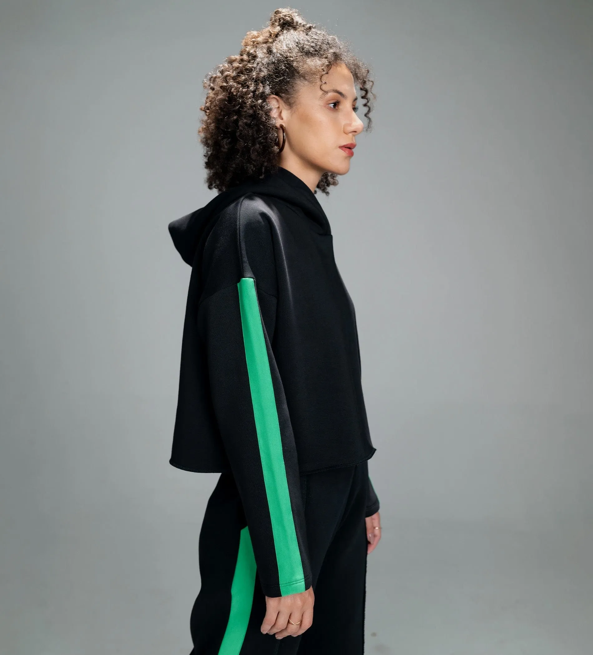 Edgy Black Crop hoodie Sweatshirt