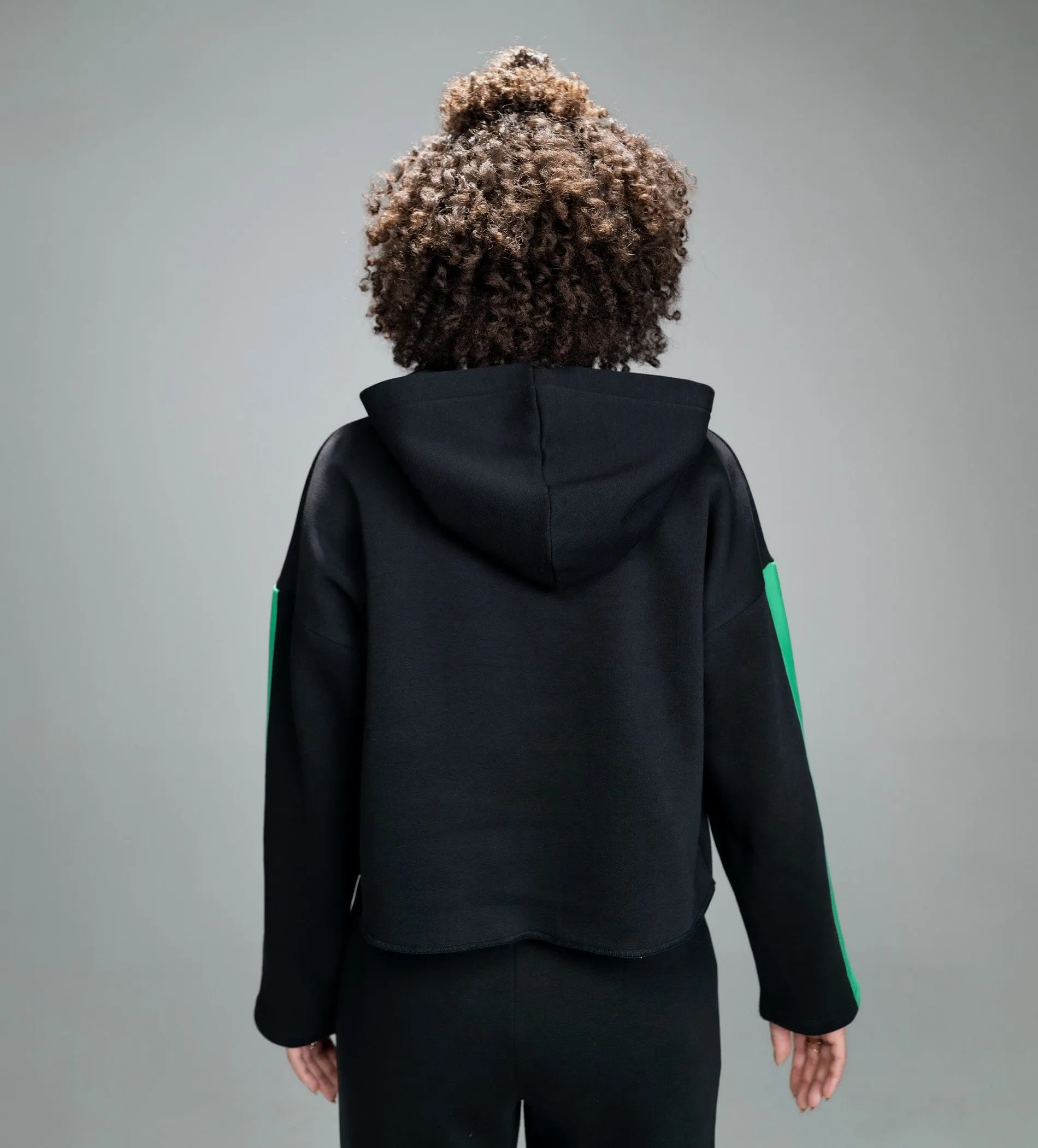 Edgy Black Crop hoodie Sweatshirt