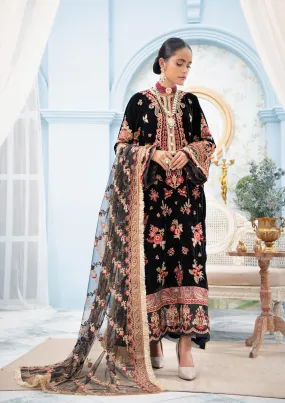 Elegant Party Dress Pakistani in Black Velvet #PF266