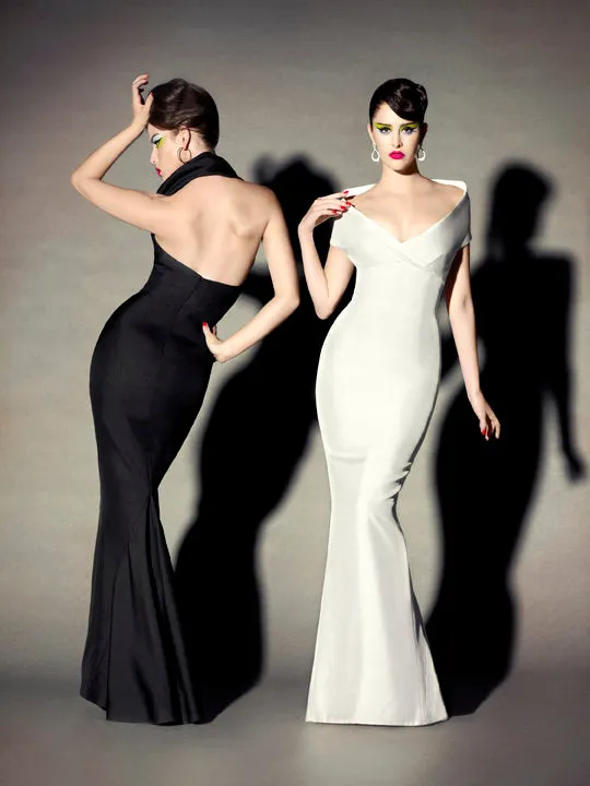 ELIZABETH MASON COUTURE Black Silk Doupioni 'Maria' Gown