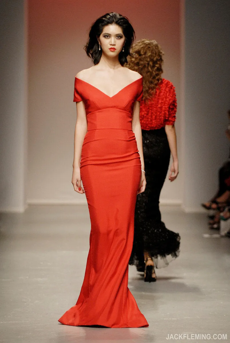 ELIZABETH MASON COUTURE Black Silk Doupioni 'Maria' Gown