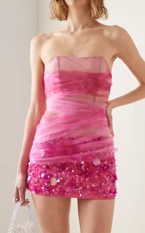 Embroidered Tie-Dye Corset Mini Dress