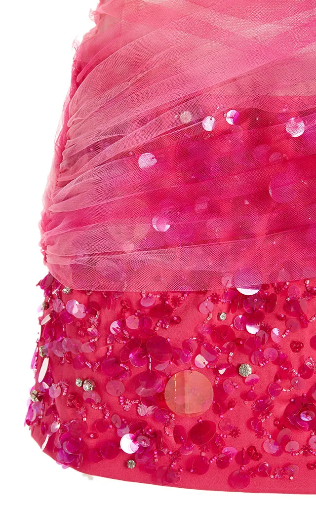 Embroidered Tie-Dye Corset Mini Dress