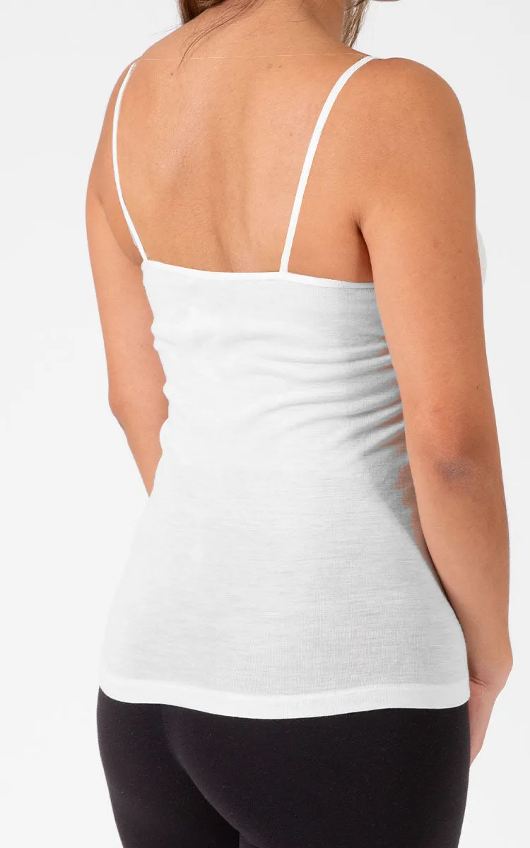 Emmebivi 85% Wool 15% Silk Singlet with Lace Trim in Ivory 93061
