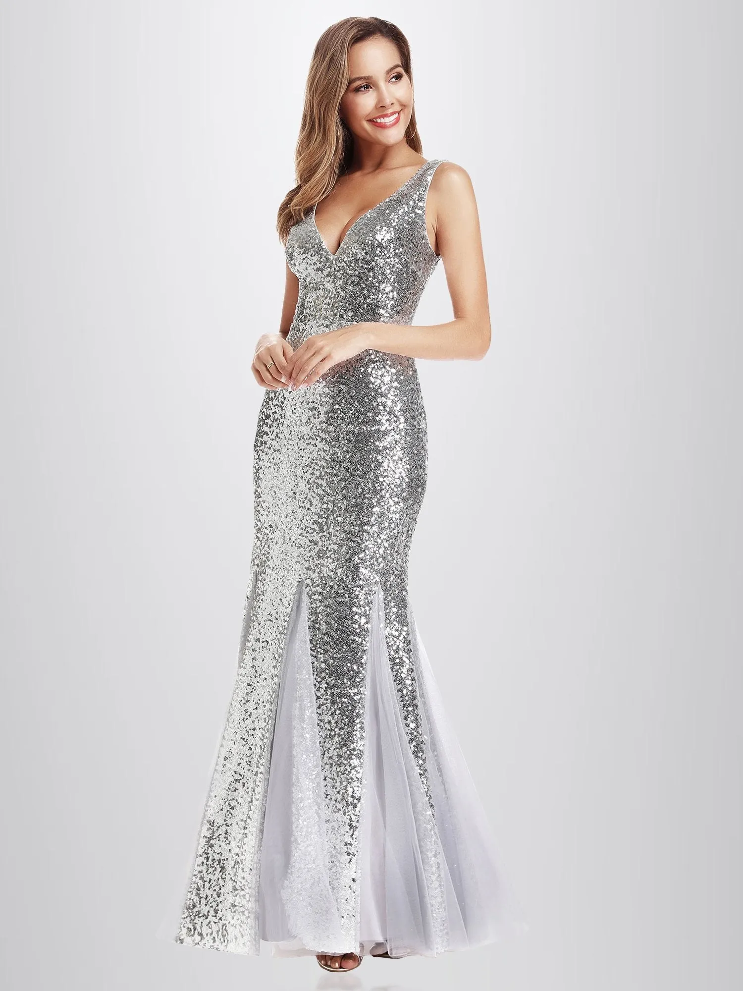 Ever-Pretty Women's Double V-Neck Sequin Dress Bodycon Mermaid Dresses EP00946